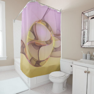 Abstract Motions Modern Pink Golden Fractal Art Shower Curtain