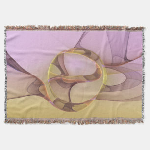 Abstract Motions Modern Pink Golden Fractal Art Throw Blanket