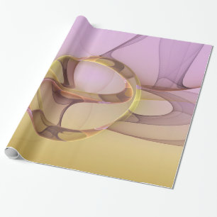 Abstract Motions Modern Pink Golden Fractal Art Wrapping Paper
