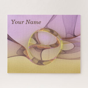 Abstract Motions Modern Pink Golden Fractal Name Jigsaw Puzzle
