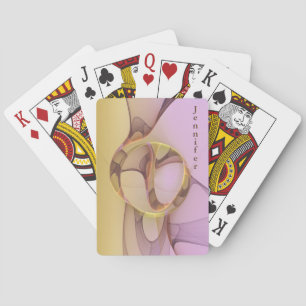 Abstract Motions Modern Pink Golden Fractal Name Playing Cards