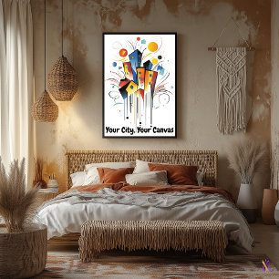 Abstract Motivational Minimalist Urban Skyline Poster