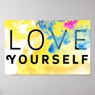 Abstract Motivational Quote Love Yourself Poster