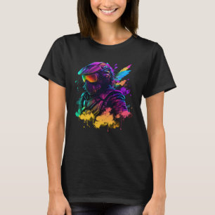 Abstract motorcyclist synthwave T-Shirt
