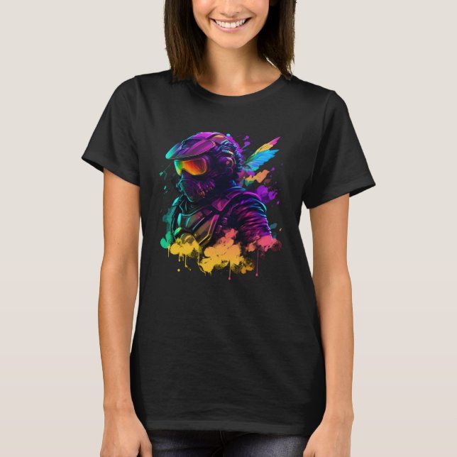 Abstract motorcyclist synthwave T-Shirt (Front)