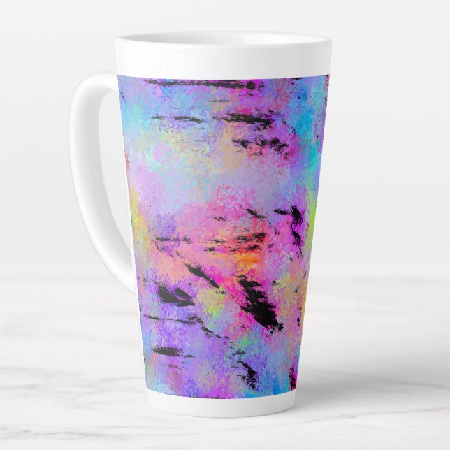 Abstract Mottled Multicolor Latte Mug (Left Angle)