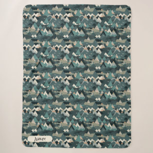 Abstract Mountain Forest Personalized Name Sherpa Blanket