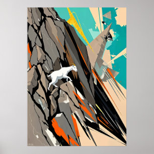 Abstract Mountain Goat Climber Poster