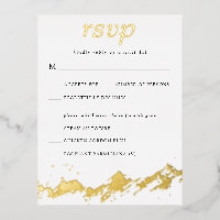 Abstract Mountain Gold on White Wedding RSVP