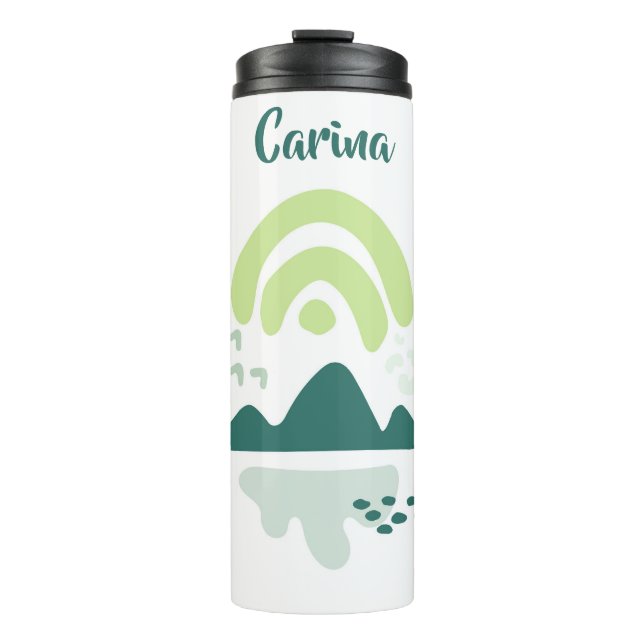 Abstract Mountain Lake Scene Personalised Thermal Tumbler (Front)