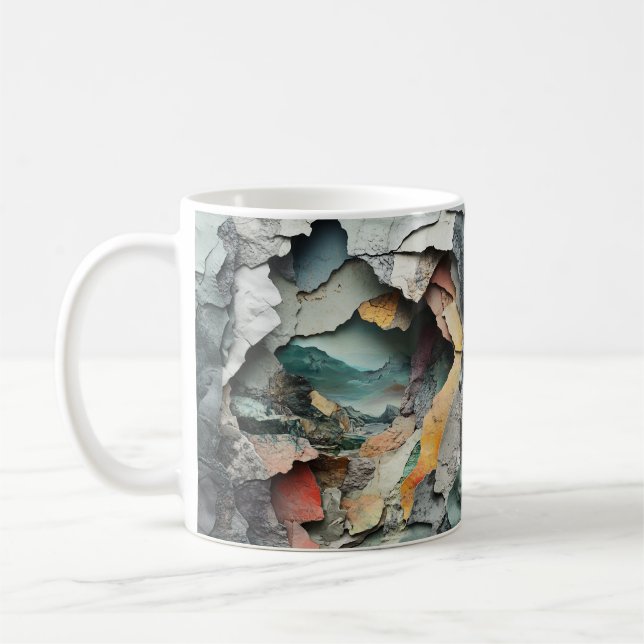 Abstract mountain landscape mug, colourful mountai coffee mug (Left)