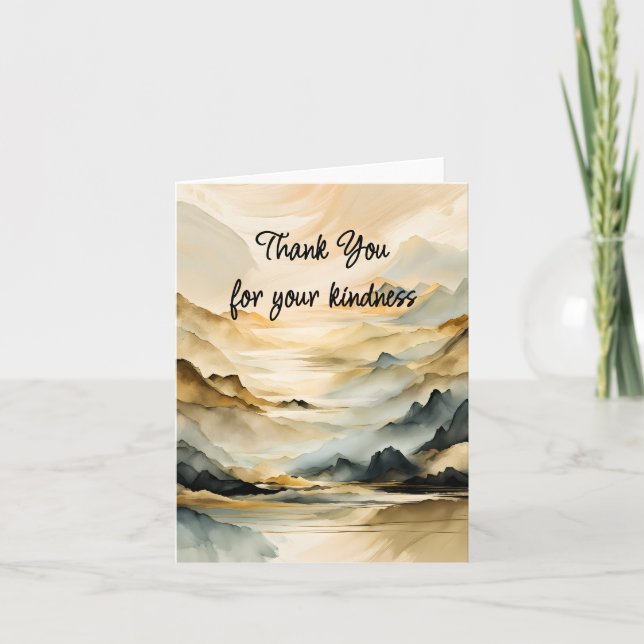 Abstract Mountain Landscape Thank You Card (Front)