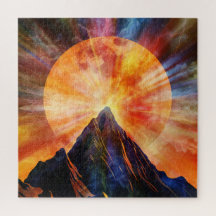 Abstract mountain moon shine art