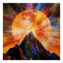 Abstract mountain moon shine art