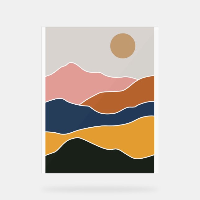 Abstract mountain painting acrylic sign (Front)