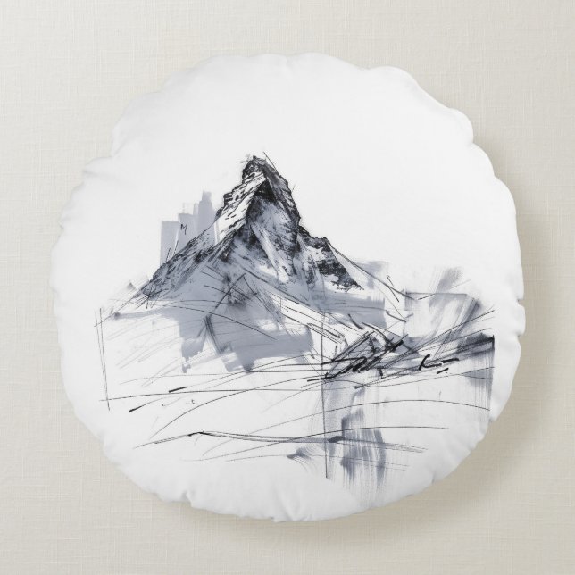Abstract Mountain Peak  Round Cushion (Front)