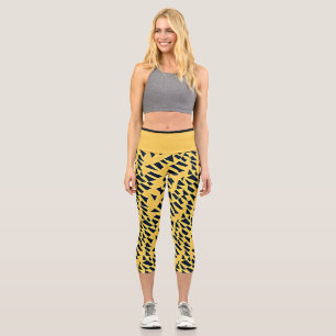 Abstract Mountain Peaks - Yellow Capri Leggings