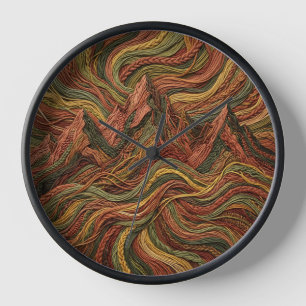 Abstract Mountain Range Earth Tone Art Clocks
