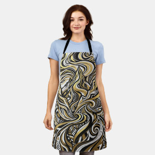 Abstract Mountain Range Gold Silhouette Apron
