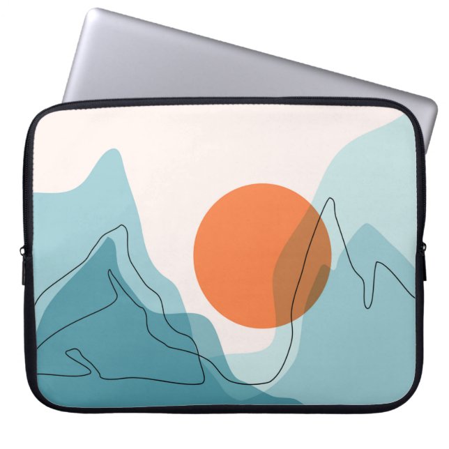 Abstract mountain range landscape, flat scenery ba laptop sleeve (Front)