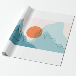 Abstract mountain range landscape, flat scenery ba wrapping paper