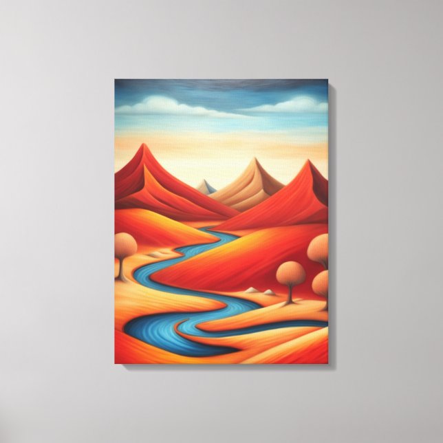 Abstract Mountain River Landscape Canvas Print (Front)