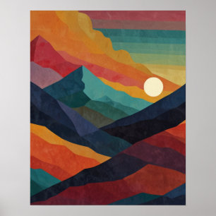 Abstract Mountain Sunrise Poster
