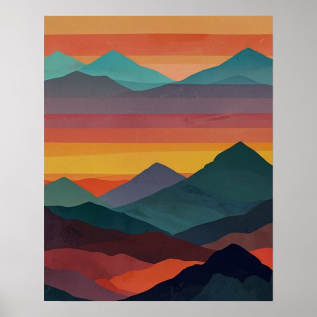 Abstract Mountain Sunrise Poster (Front)