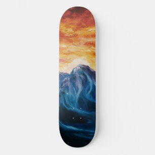 Abstract mountain sunset skateboard