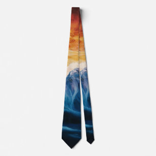 Abstract mountain sunset tie