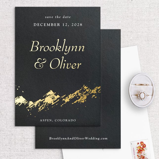 Abstract Mountains Black & Gold Save the Date (Creator Uploaded)