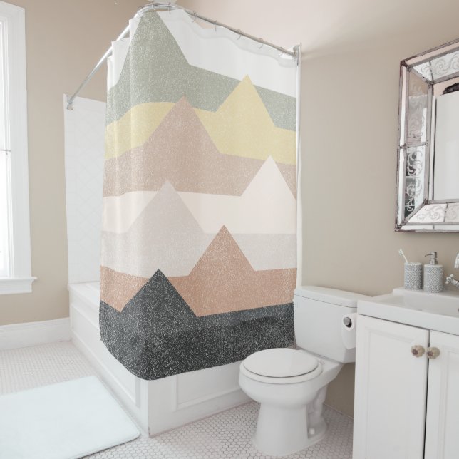 Abstract mountains design shower curtain (In Situ)