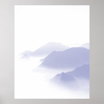 Abstract Mountains Landscape Art Periwinkle White