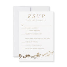Abstract Mountains White & Gold Wedding RSVP Card