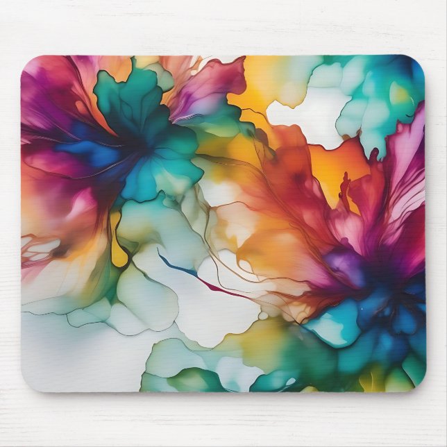 Abstract Movement Vibrant Alcohol Ink Mouse Mat (Front)