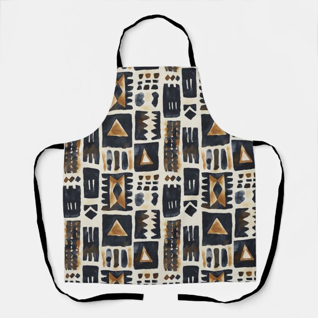 Abstract Mud Cloth Pattern Apron (Front)