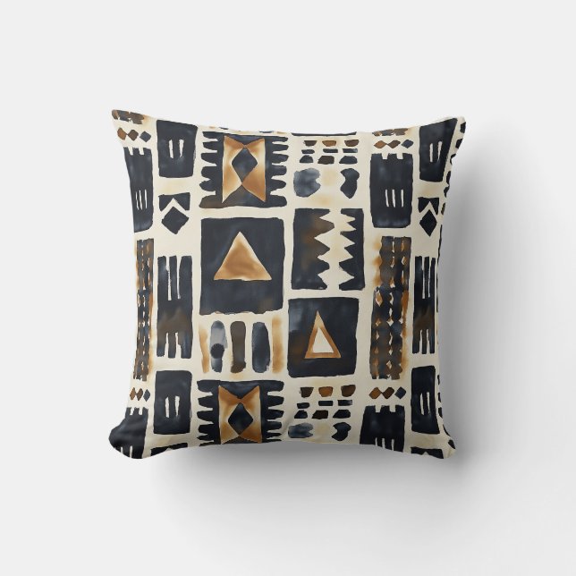 Abstract Mud Cloth Pattern Cushion (Front)