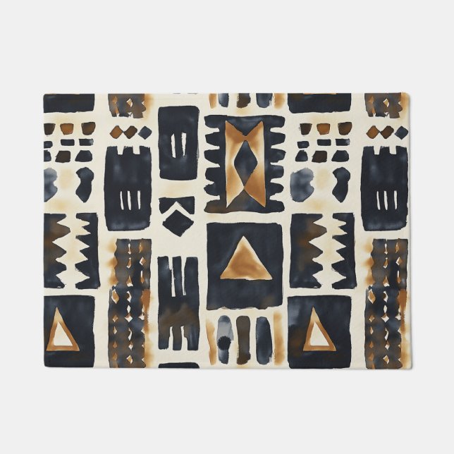 Abstract Mud Cloth Pattern Doormat (Front)