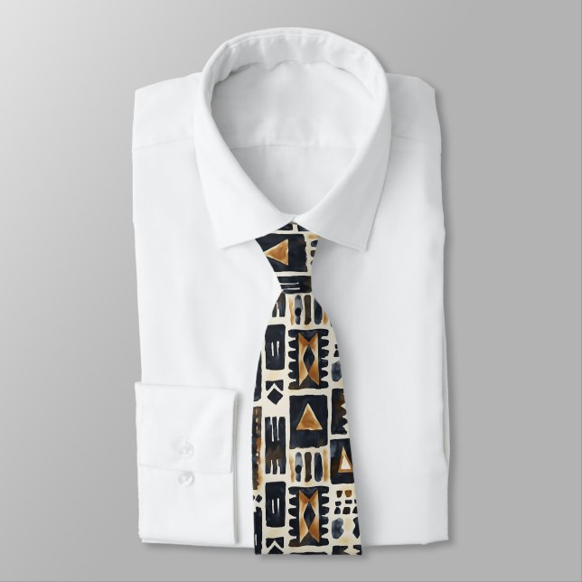 Abstract Mud Cloth Pattern Tie (Tied)