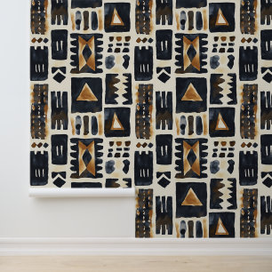 Abstract Mud Cloth Pattern Wallpaper