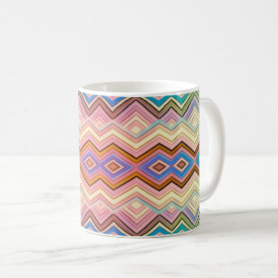 Abstract Multi-Color Stripes & Leaves Coffee Mug