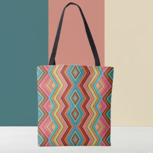 Abstract Multi-Color Zig Zag Stripes Tote Bag