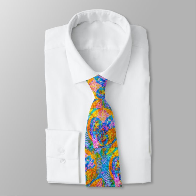 Abstract Multi-colored Abstract Design Neck Tie (Tied)