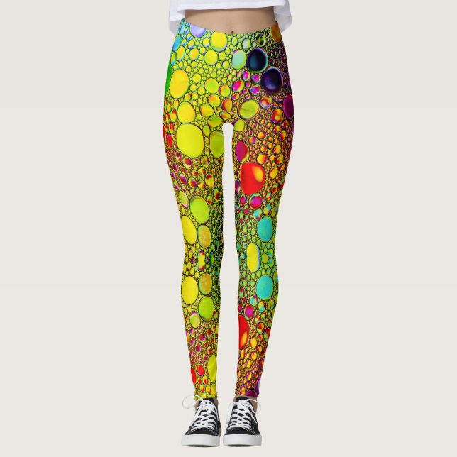 Abstract Multi Colour Splash Design Leggings (Front)