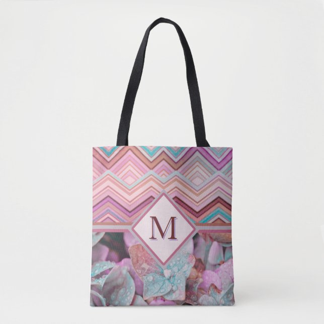 Abstract Multi-Colour Zig Zag Stripes Tote Bag (Front)