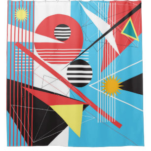Abstract multi-coloured background of geometric ob shower curtain