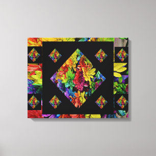Abstract Multi-Coloured Floral Art (20 X 16) Canvas Print