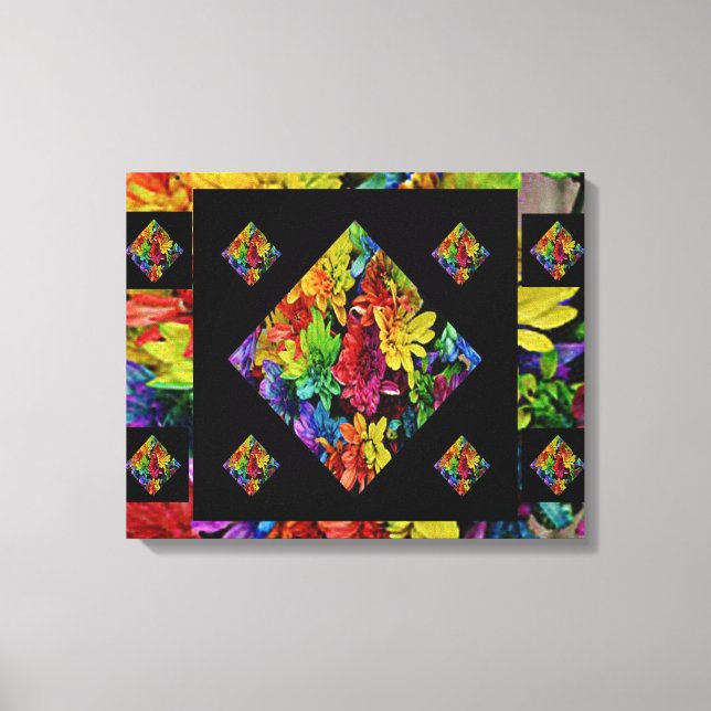 Abstract Multi-Coloured Floral Art (20 X 16) Canvas Print (Front)
