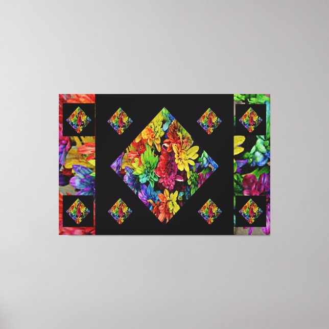 Abstract Multi-Coloured Floral Art Canvas Print (Front)