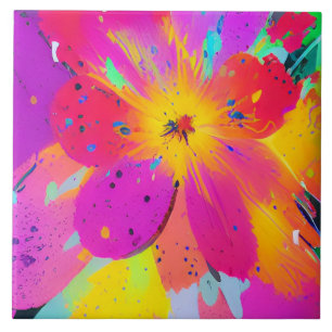 Abstract Multi Coloured Flower Tile
